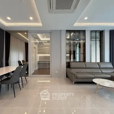 Modern living room with sleek design and elegant furniture