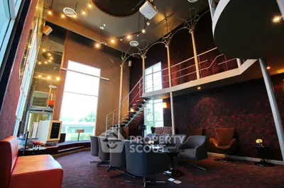 Luxurious modern living room with high ceilings and elegant decor