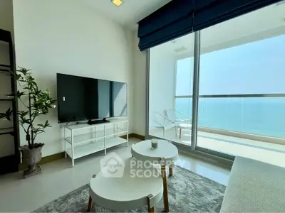 Stunning living room with ocean view and modern decor
