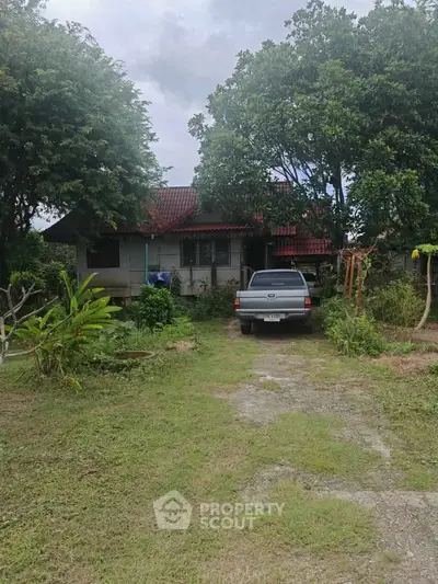 Charming countryside house with lush greenery and spacious front yard, perfect for nature lovers.