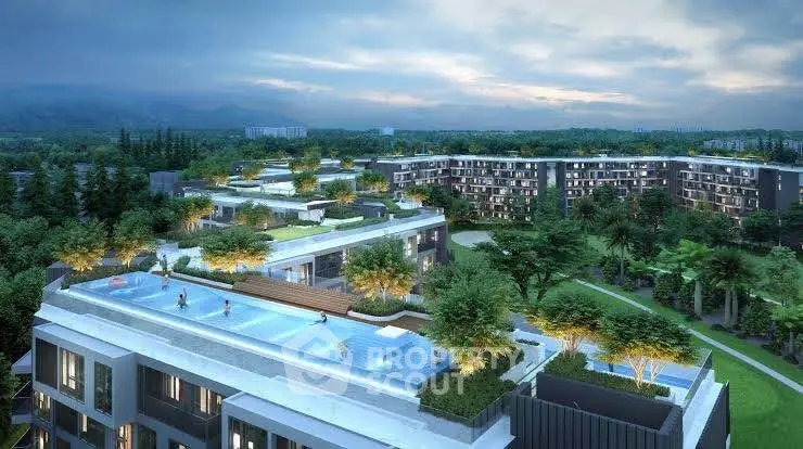 Luxurious rooftop pool with stunning views in modern residential complex