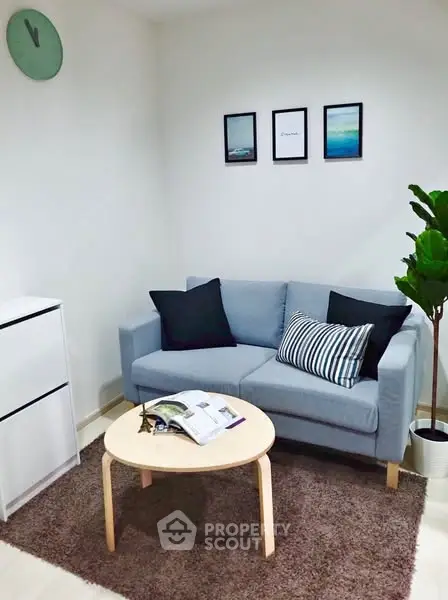 Cozy living room with modern sofa and stylish decor