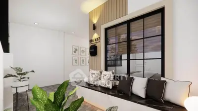 Charming modern living space with cozy seating and stylish decor, perfect for relaxation and entertaining.