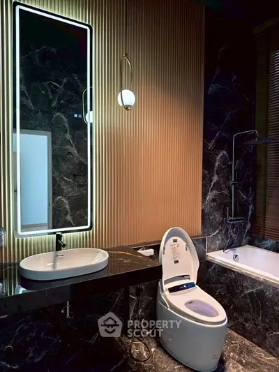 Luxurious modern bathroom with sleek design and high-end fixtures