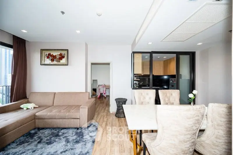 Spacious modern living room with dining area and stylish decor