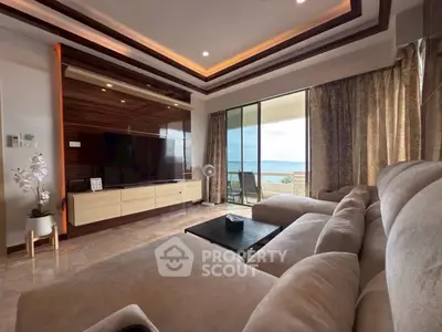 Luxurious living room with stunning ocean view and modern decor