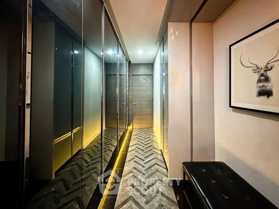 Elegant hallway with modern lighting and stylish decor