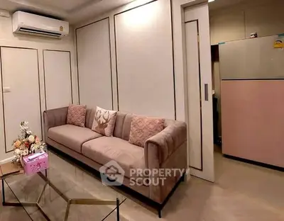 Modern living room with stylish sofa and air conditioning