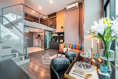 Luxurious modern loft with open layout, elegant dining area, and stylish decor, perfect for urban living.