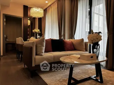 Luxurious living room with elegant decor and plush seating in modern apartment