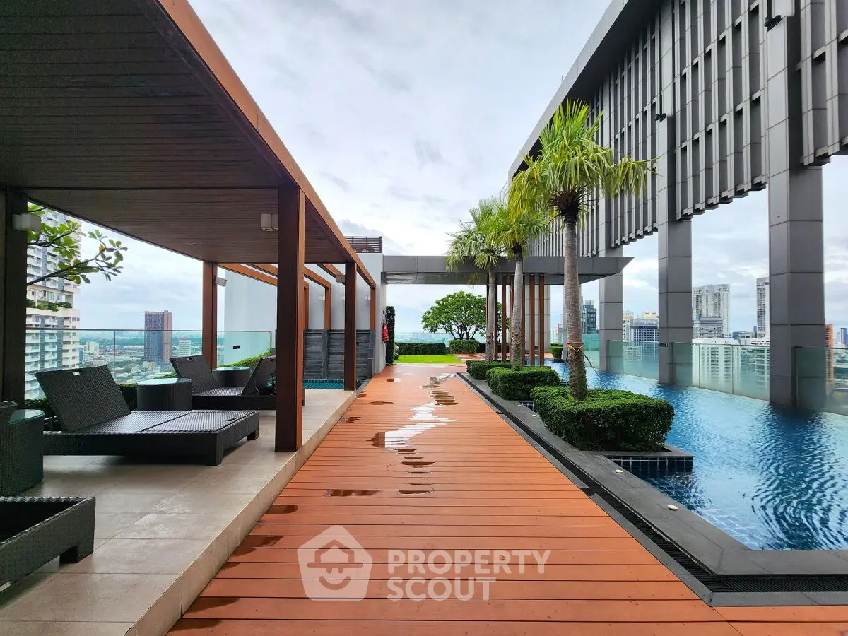 Luxurious rooftop pool with city view and modern design