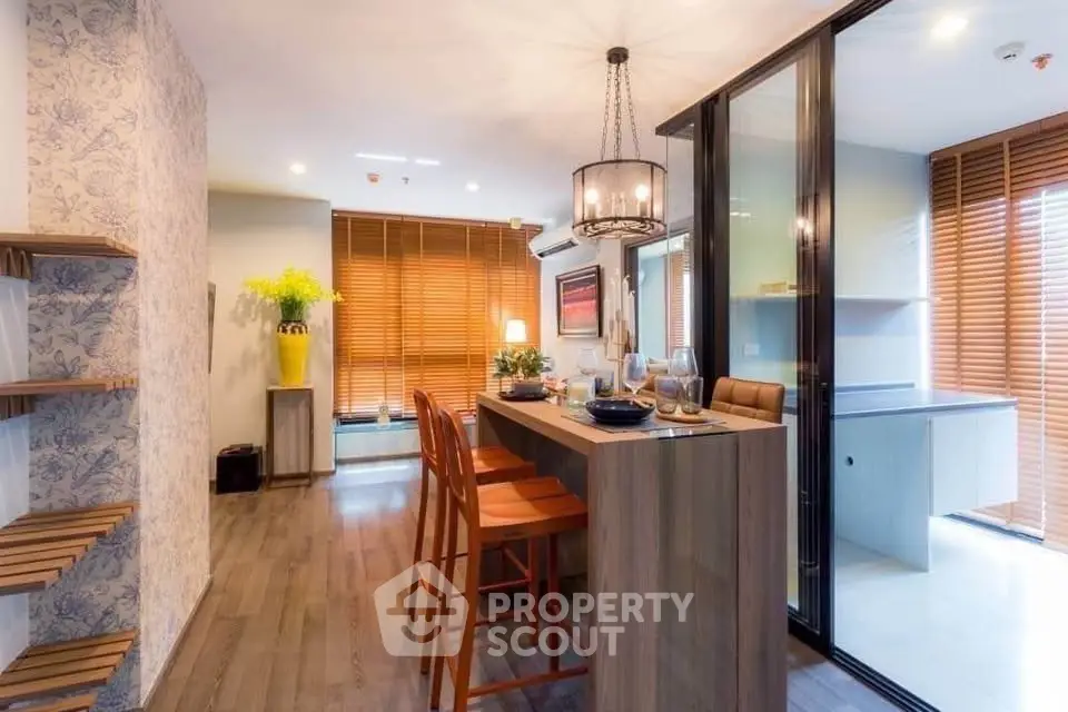 Modern kitchen with open layout and stylish dining area