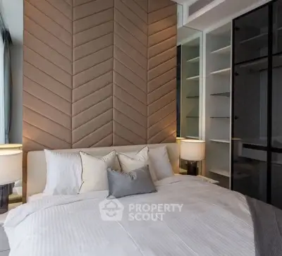 Luxurious modern bedroom with elegant design and ample natural light