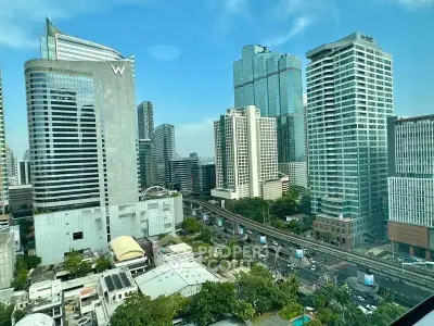 Stunning cityscape view showcasing modern skyscrapers and bustling urban life, perfect for real estate investment.