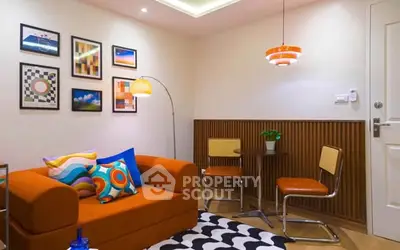 Stylish living room with vibrant decor and modern furniture
