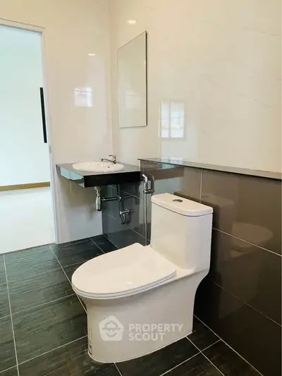 Modern bathroom with sleek fixtures and contemporary design