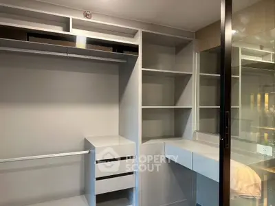 Spacious walk-in closet with modern shelving and ample storage space.