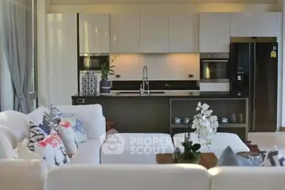 Luxurious open-plan kitchen and living room with modern appliances and elegant decor