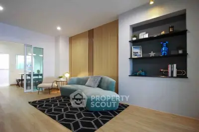 Stylish modern living room with unique decor and cozy seating area