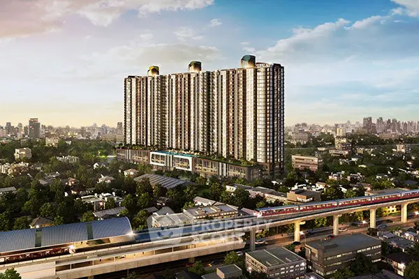 Stunning high-rise building with panoramic city views and convenient transit access.