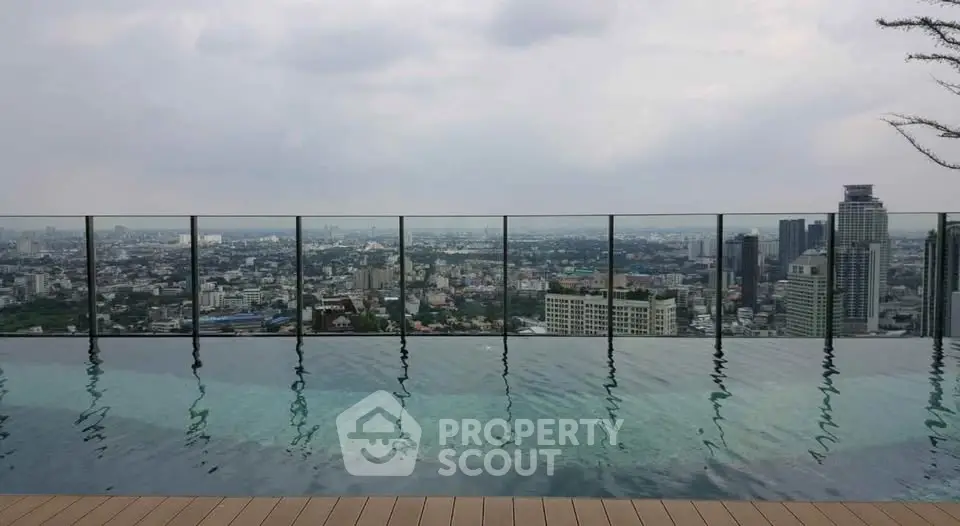 Stunning rooftop infinity pool with panoramic city skyline view, perfect for luxury urban living.