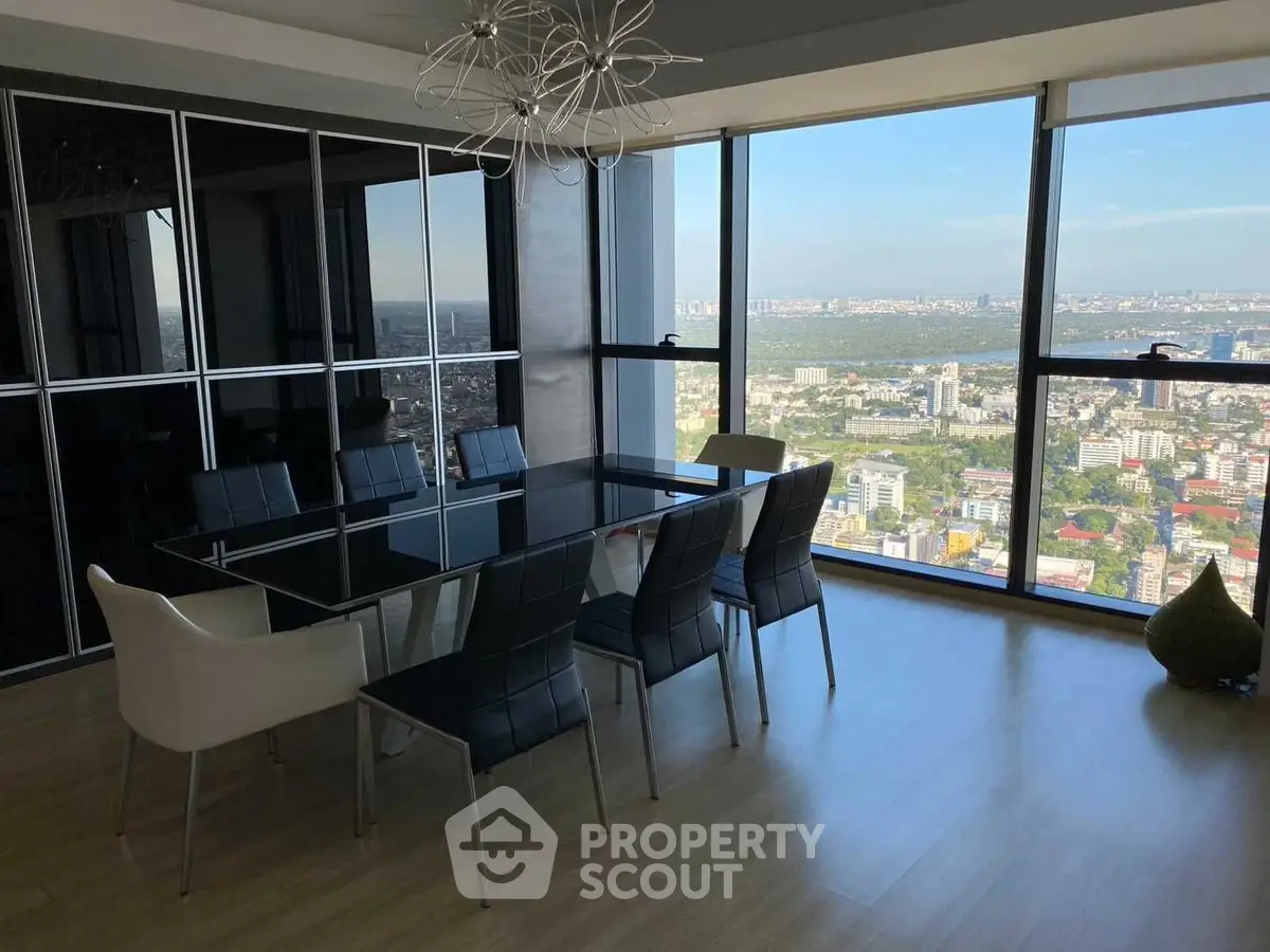 Stunning dining area with panoramic city view and modern decor