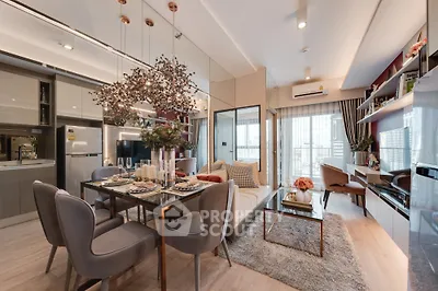 Luxurious modern living room with elegant dining area and stylish decor