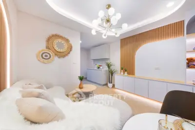 Luxurious modern living room with elegant decor and cozy ambiance