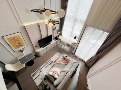 Stunning modern living room with high ceilings and elegant decor