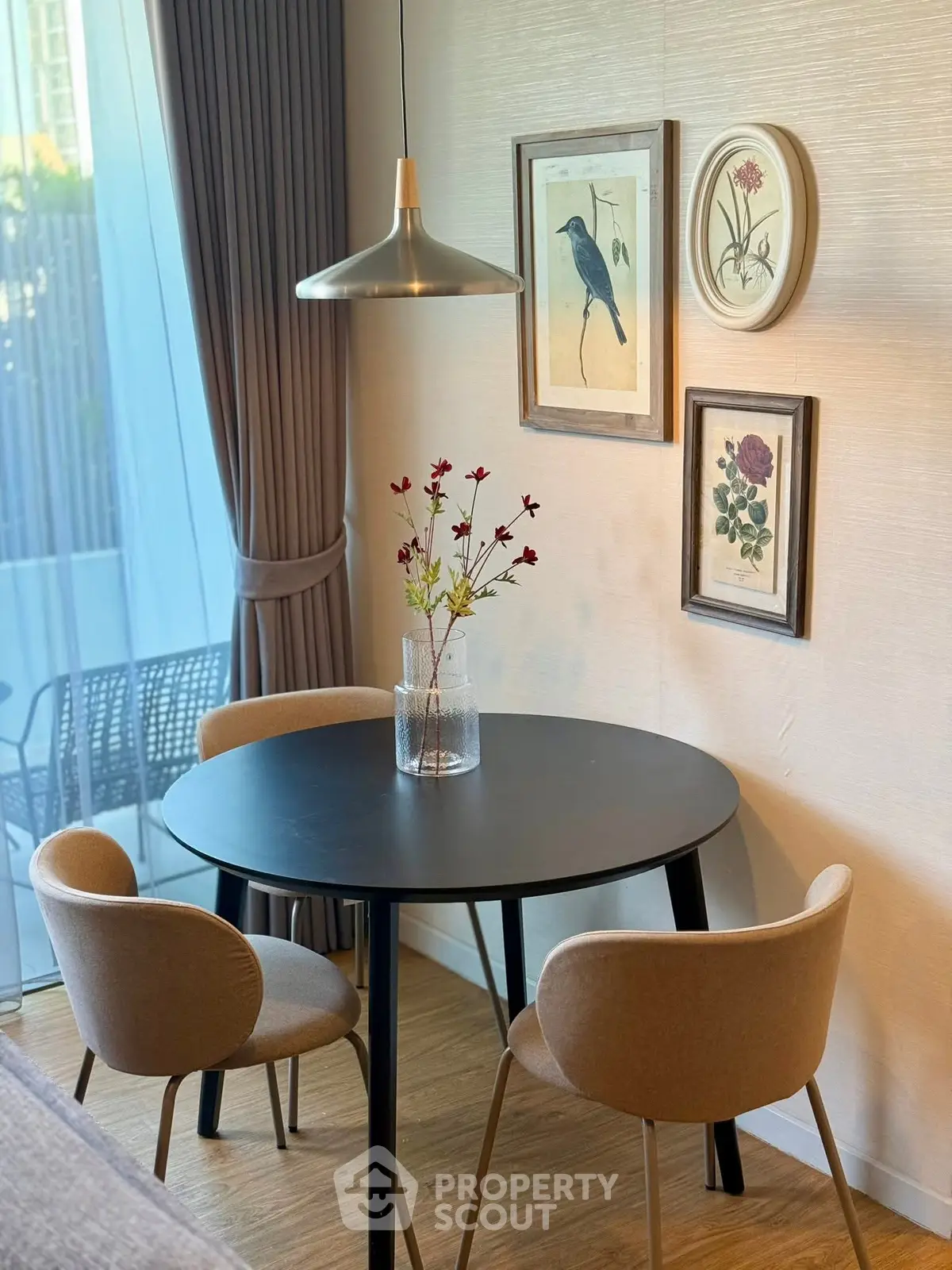 Chic dining nook with modern decor and natural light