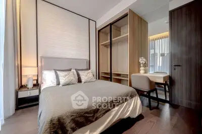 Modern bedroom with stylish decor and ample natural light