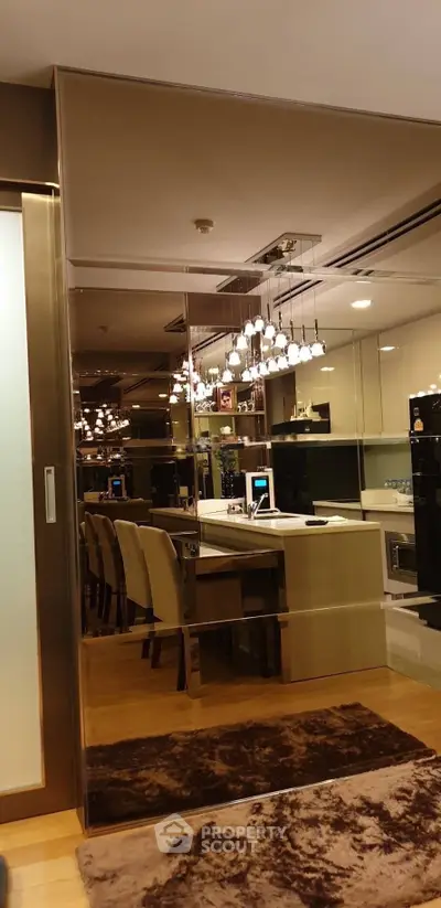 Luxurious modern kitchen with elegant lighting and sleek design