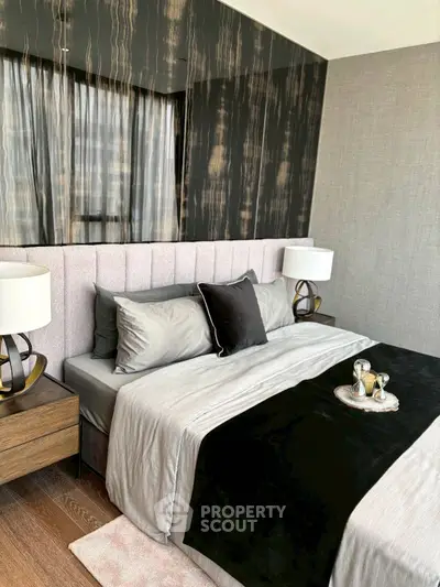 Luxurious modern bedroom with elegant decor and stylish furnishings