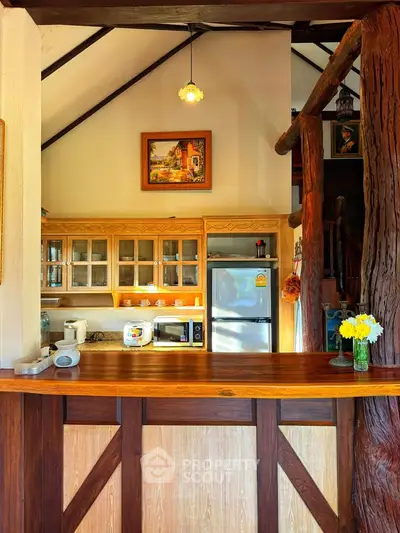 Charming rustic kitchen with wooden accents and modern appliances
