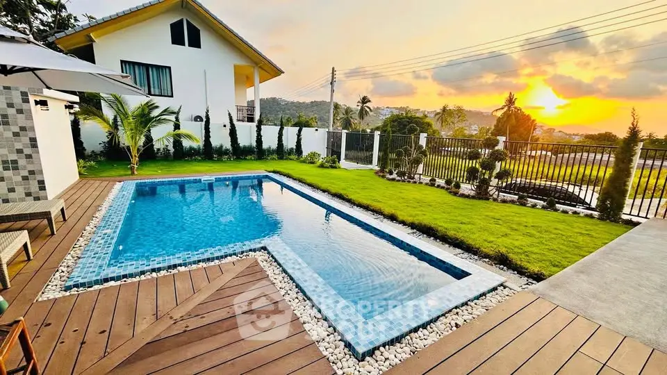 Stunning modern villa with private pool and sunset view, perfect for luxury living.
