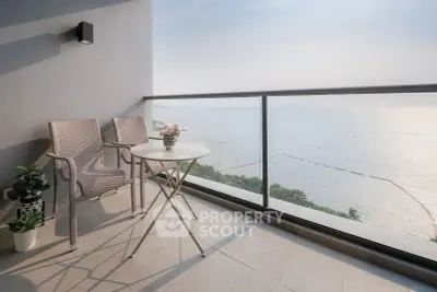 Stunning balcony with ocean view, perfect for relaxation and enjoying the serene coastal scenery.