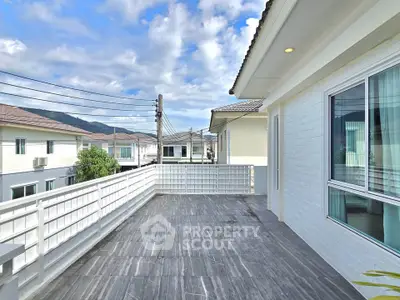 Spacious balcony with scenic views in a modern residential area