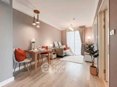 Chic and cozy living room with elegant decor and natural light