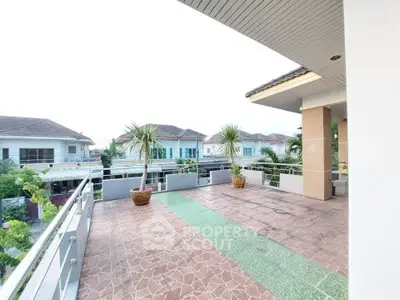 Spacious balcony with scenic view in a modern residential area