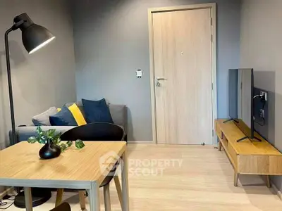 Modern living room with stylish furniture and minimalist decor