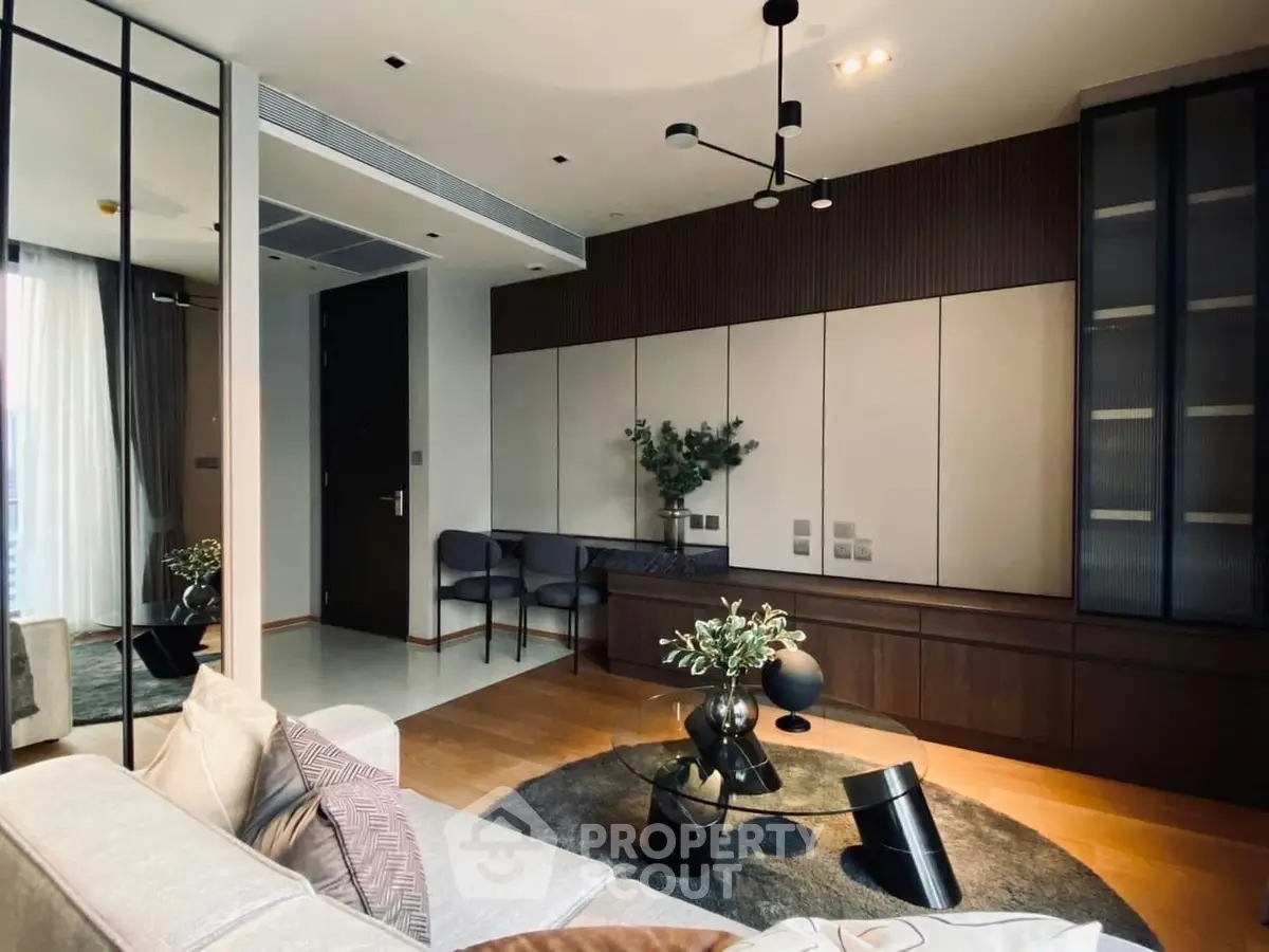 Luxurious modern living room with elegant decor and natural light