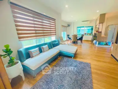 Spacious modern living room with stylish furniture and natural light