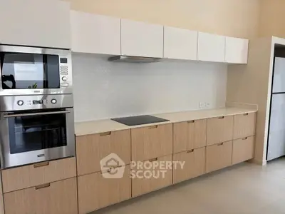 Modern kitchen with sleek cabinetry and built-in appliances
