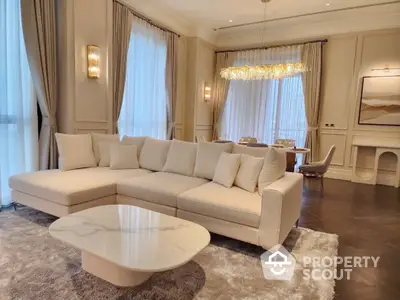 Luxurious living room with elegant decor and spacious seating area