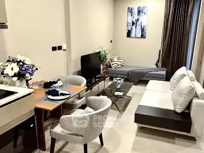 Modern living room with stylish furniture and elegant decor