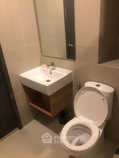 Modern bathroom with sleek fixtures and minimalist design