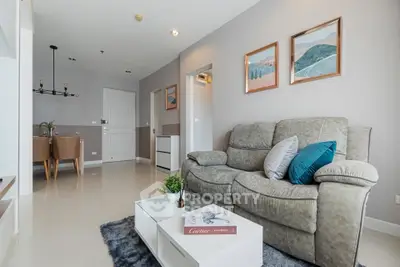 Modern living room with cozy sofa and stylish decor in a contemporary apartment