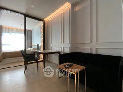 Modern studio apartment with elegant decor and natural light