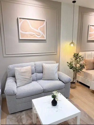 Stylish living room with cozy sofa and modern decor