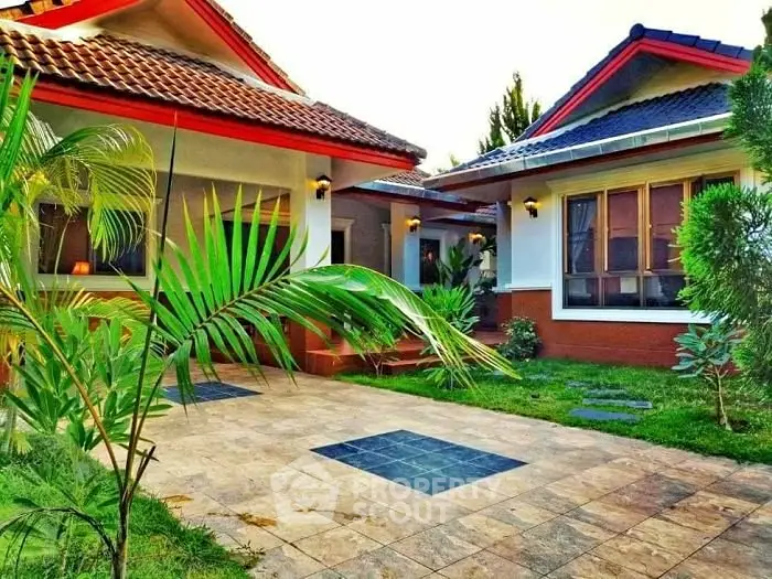 Charming suburban home with lush garden and modern architecture